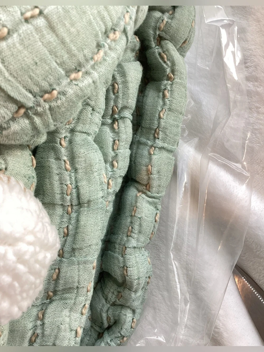 Anthropologie Throw Blanket Mira Cotton Sherpa Fleece Reverse Woven New Green